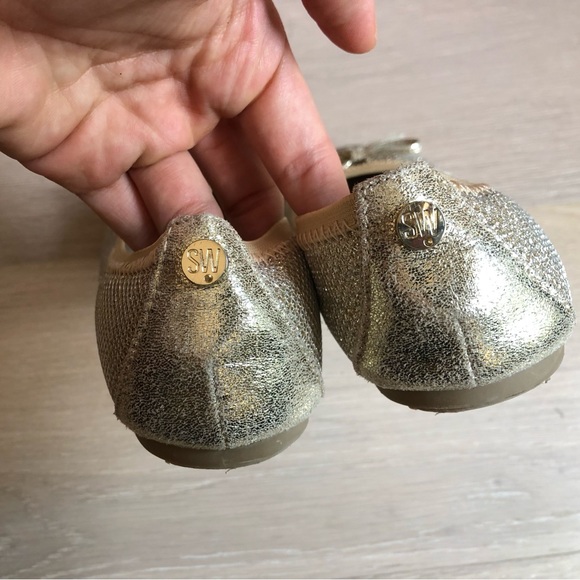 Stuart Weitzman Kids Gold Glitter Ballet Flats - Size 2 Kids - Picture 6 of 8